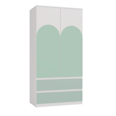 Detská skriňa 90 cm so šuplíkmi DUSTER - biela / mentolová