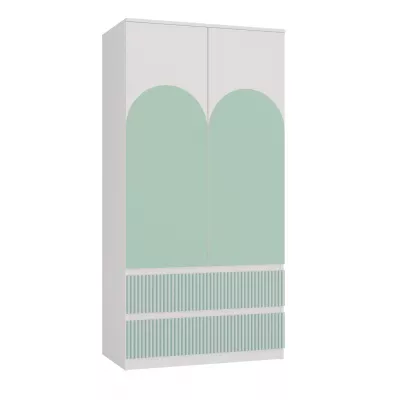 Detská skriňa 90 cm so šuplíkmi DUSTER - biela / mentolová