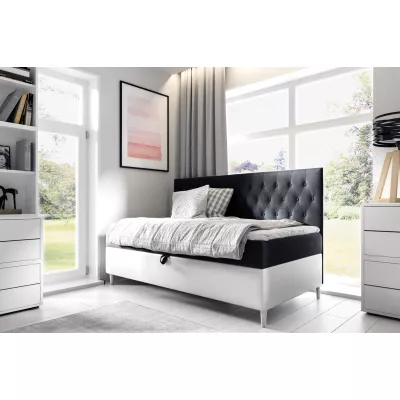 Kontinentálna posteľ 80x200 KAILI 2 - čierna / biela, otváranie z boku + topper ZDARMA
