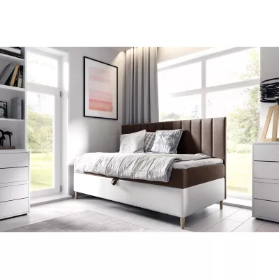 Kontinentálna posteľ 100x200 MIREN 2 - hnedá / biela, otváranie z boku + topper ZDARMA