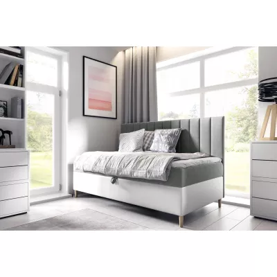Kontinentálna posteľ 90x200 MIREN 2 - šedá / biela, otváranie z boku + topper ZDARMA