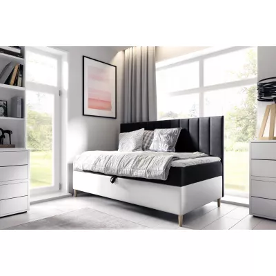 Kontinentálna posteľ 90x200 MIREN 2 - čierna / biela, otváranie z boku + topper ZDARMA