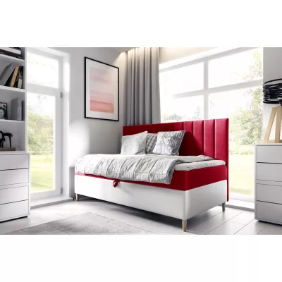 Kontinentálna posteľ 80x200 MIREN 2 - červená / biela, otváranie z boku + topper ZDARMA