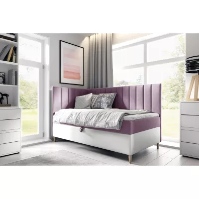 Kontinentálna posteľ 90x200 MIREN 3 - staroružová / biela, otváranie z boku + topper ZDARMA