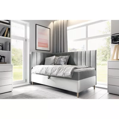 Kontinentálna posteľ 80x200 MIREN 3 - šedá / biela, otváranie z boku + topper ZDARMA