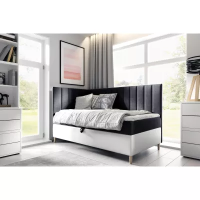 Kontinentálna posteľ 80x200 MIREN 3 - čierna / biela, otváranie z boku + topper ZDARMA