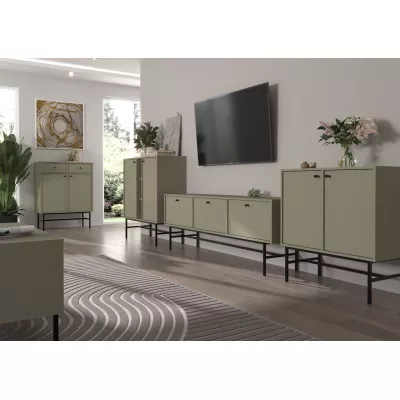 Komoda s dvierkami IROS 3 - eukalyptus / čierna