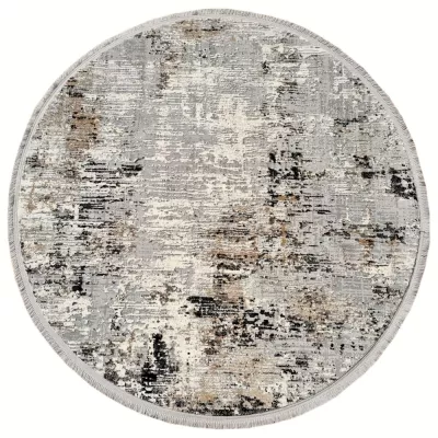 Okrúhly koberec 120 cm STEFANO - šedý / čierny / béžový