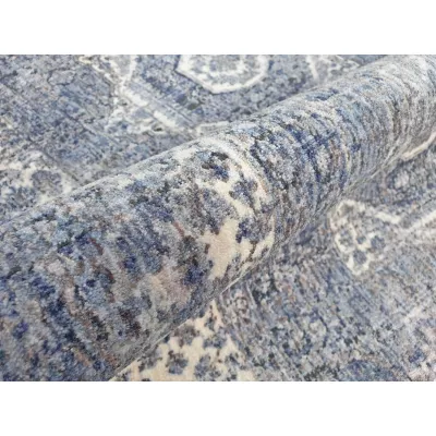 Kusový koberec 140x190 cm FRANCO s ornamentmi - modrý / biely