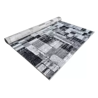 Kusový koberec 60x100 cm DEMIAN so vzorom patchwork - šedý / biely