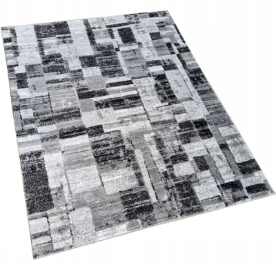 Kusový koberec 60x100 cm DEMIAN so vzorom patchwork - šedý / biely