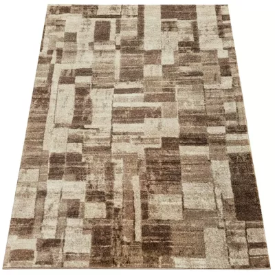 Kusový koberec 80x150 cm DEMIAN so vzorom patchwork - hnedý / béžový