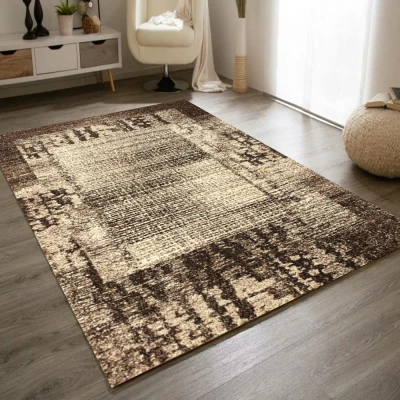 Obdĺžnikový kusový koberec 60x100 cm DEMIAN - hnedý / béžový