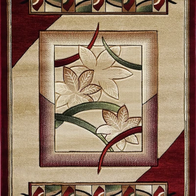 Moderný okrúhly kusový koberec 130x130 ARTESIA 1 - kvetinový / červený