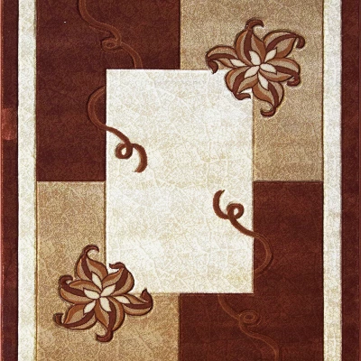 Moderný kusový koberec s kvetinami 160x220 ARTESIA 3 - hnedý
