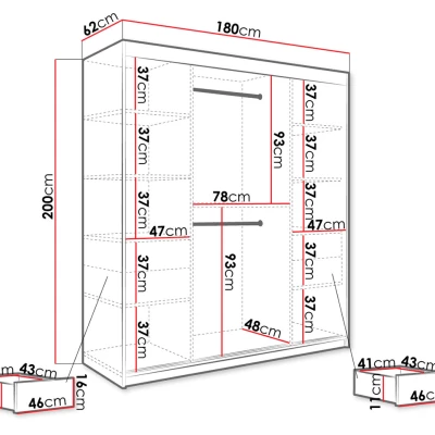 Zrkadlová šatníková skriňa 180 cm so zrkadlom a šuplíkmi CARSON 1 - biely mramor / biela / zlatá Zrkadlová šatníková skriňa 180 cm so zrkadlom a šuplíkmi CARSON 1 - biely mramor / biela / zlatá