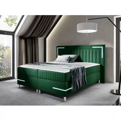 Jednolôžková kontinentálna posteľ 120x200 BELIA 1 - zelená + LED a topper ZDARMA