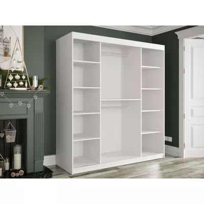 Zrkadlová šatníková skriňa 180 cm so zrkadlom CARSON 4 - čierny mramor / biela / zlatá