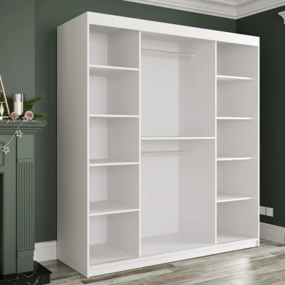 Zrkadlová šatníková skriňa 180 cm so zrkadlom CARSON 4 - biely mramor / biela / zlatá Zrkadlová šatníková skriňa 180 cm so zrkadlom CARSON 4 - biely mramor / biela / zlatá