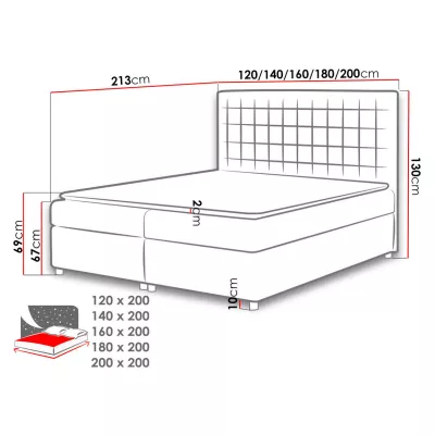 Hotelová manželská posteľ 140x200 SARITA - tmavá modrá + topper ZDARMA