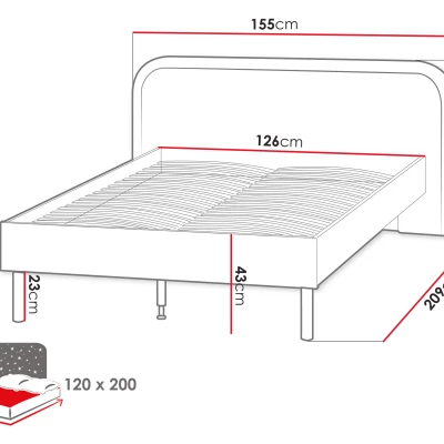 Detská jednolôžková posteľ 120x200 HOUKI - dub hľuzovka / kašmír / hnedá