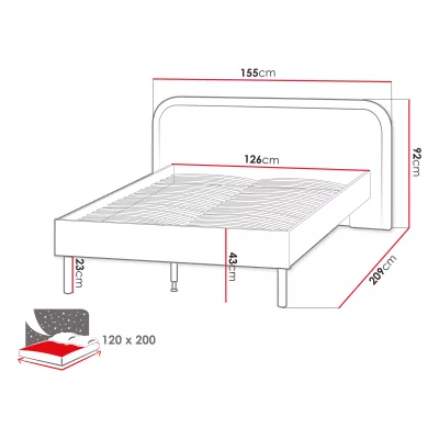 Detská jednolôžková posteľ 120x200 HOUKI - dub hľuzovka / kašmír / hnedá
