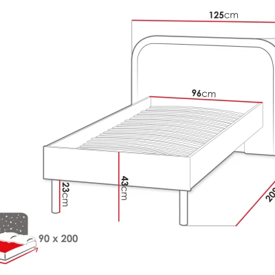 Detská jednolôžková posteľ 90x200 HOUKI - dub hľuzovka / kašmír / hnedá