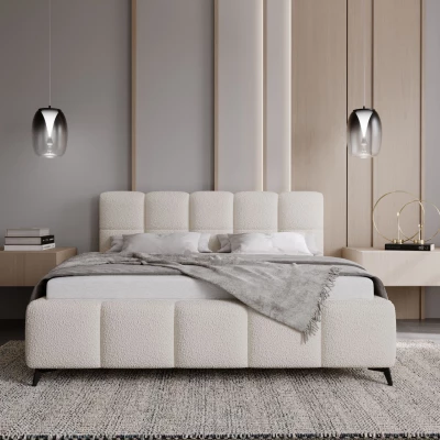 Čalúnená posteľ 180x200 ARMINDA 1 s úložným priestorom - krémovo biela