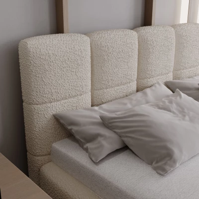 Čalúnená posteľ 180x200 ARMINDA 1 s úložným priestorom - krémovo biela