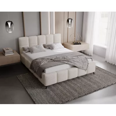 Čalúnená posteľ 140x200 ARMINDA 1 s úložným priestorom - krémovo biela