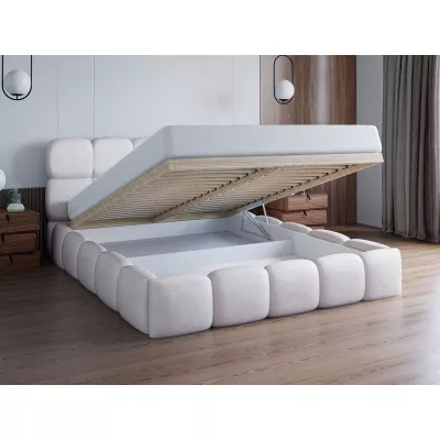Čalúnená posteľ 180x200 ALZIRA 1 s úložným priestorom - vanilková