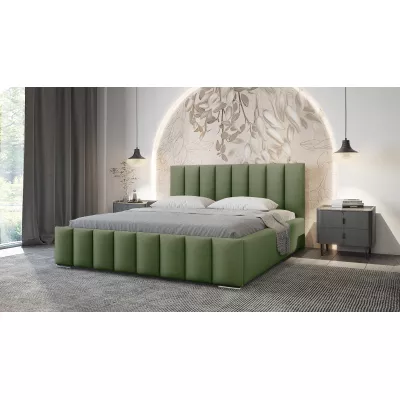 Elegantná čalúnená posteľ 200x200 MADALENA 1 s úložným priestorom - khaki