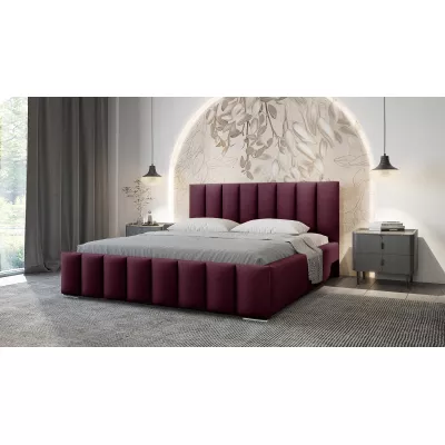 Elegantná čalúnená posteľ 140x200 MADALENA 1 s úložným priestorom - vínová