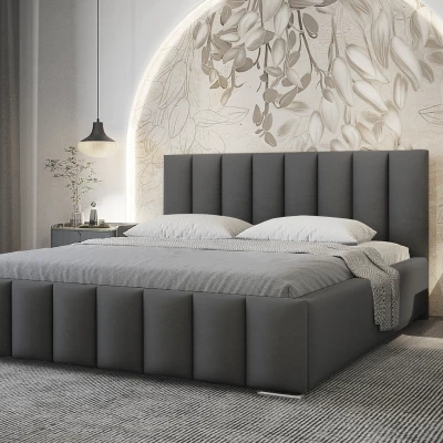 Elegantná čalúnená posteľ 120x200 MADALENA 1 s úložným priestorom - tmavo šedá