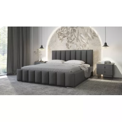 Elegantná čalúnená posteľ 120x200 MADALENA 1 s úložným priestorom - tmavo šedá