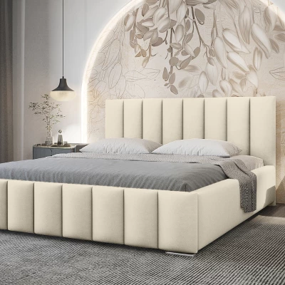 Elegantná čalúnená posteľ 120x200 MADALENA 1 s úložným priestorom - vanilková