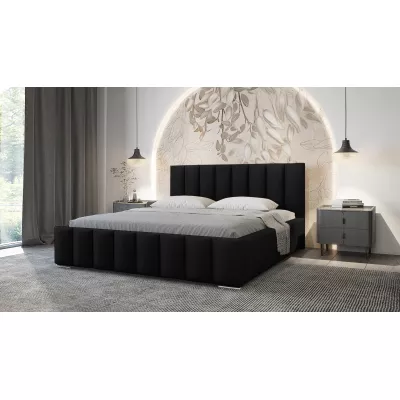 Elegantná čalúnená posteľ 200x200 MADALENA 1 s úložným priestorom - čierna