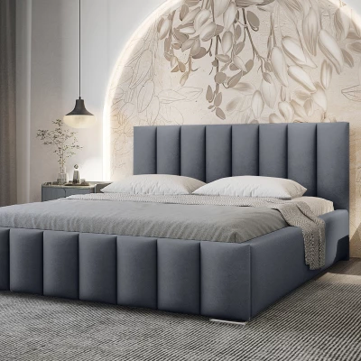 Elegantná čalúnená posteľ 180x200 MADALENA 1 s úložným priestorom - šedá