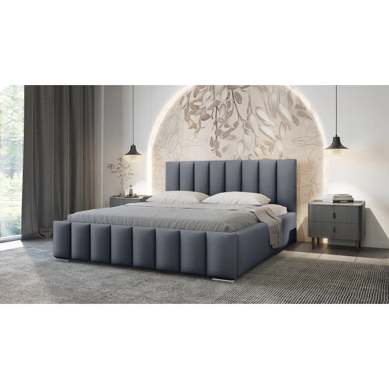Elegantná čalúnená posteľ 180x200 MADALENA 1 s úložným priestorom - šedá