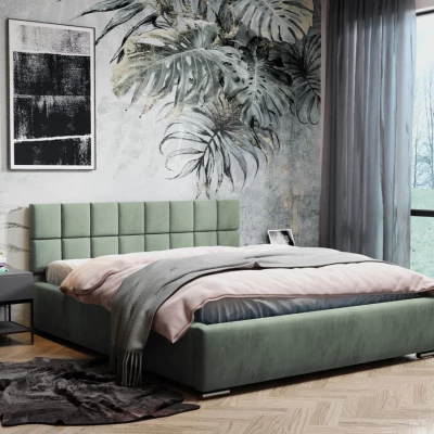 Čalúnená posteľ s prešívaným čelom 180x200 RICARDINA - mätová