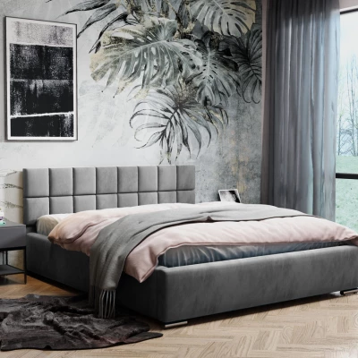 Čalúnená posteľ s prešívaným čelom 180x200 RICARDINA - šedá