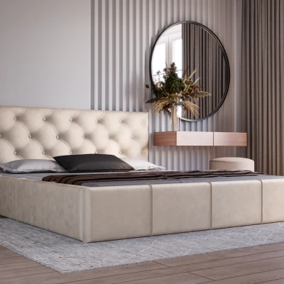 Elegantná čalúnená posteľ 200x200 NURIA 1 - vanilková
