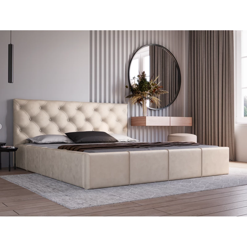 Elegantná čalúnená posteľ 200x200 NURIA 1 - vanilková