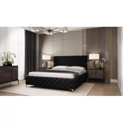 Čalúnená posteľ 180x200 RUBINA s úložným priestorom - čierna