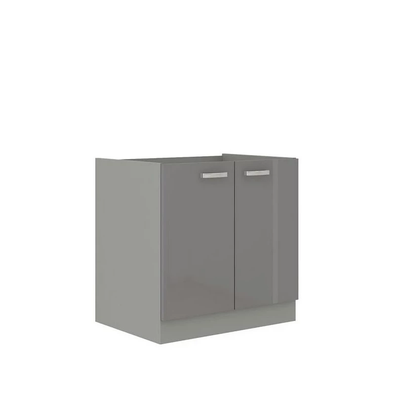 Kuchynská skrinka pod drez 80 cm RONG - šedá / lesklá šedá + drez ZDARMA