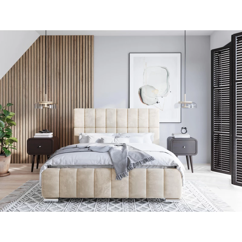Moderná posteľ 160x200 ARLETE 1 s úložným priestorom - smotanová