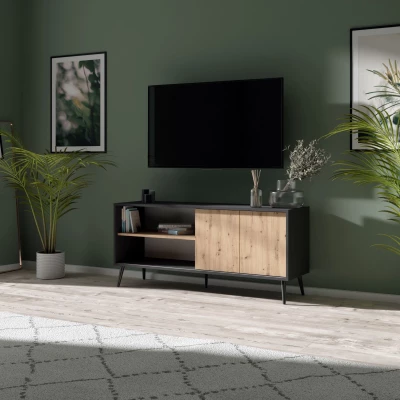 Televízny stolík ESPAN - čierny / dub wotan