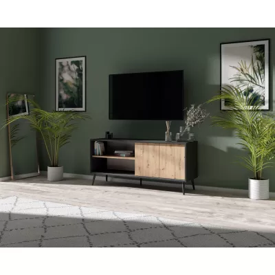 Televízny stolík ESPAN - čierny / dub wotan