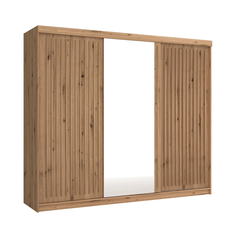 Šatníková skriňa so zrkadlom 250/62 KAREN - dub wotan