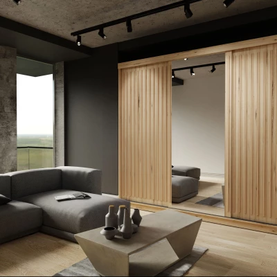 Šatníková skriňa so zrkadlom 250/62 KAREN - dub wotan